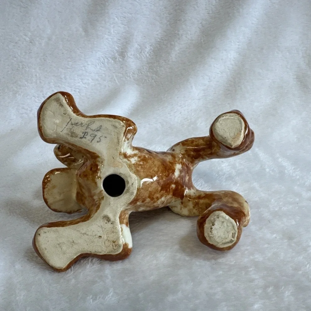 Vintage Ceramic Cocker Spaniel Dog Figurine Playful Pose Brown White